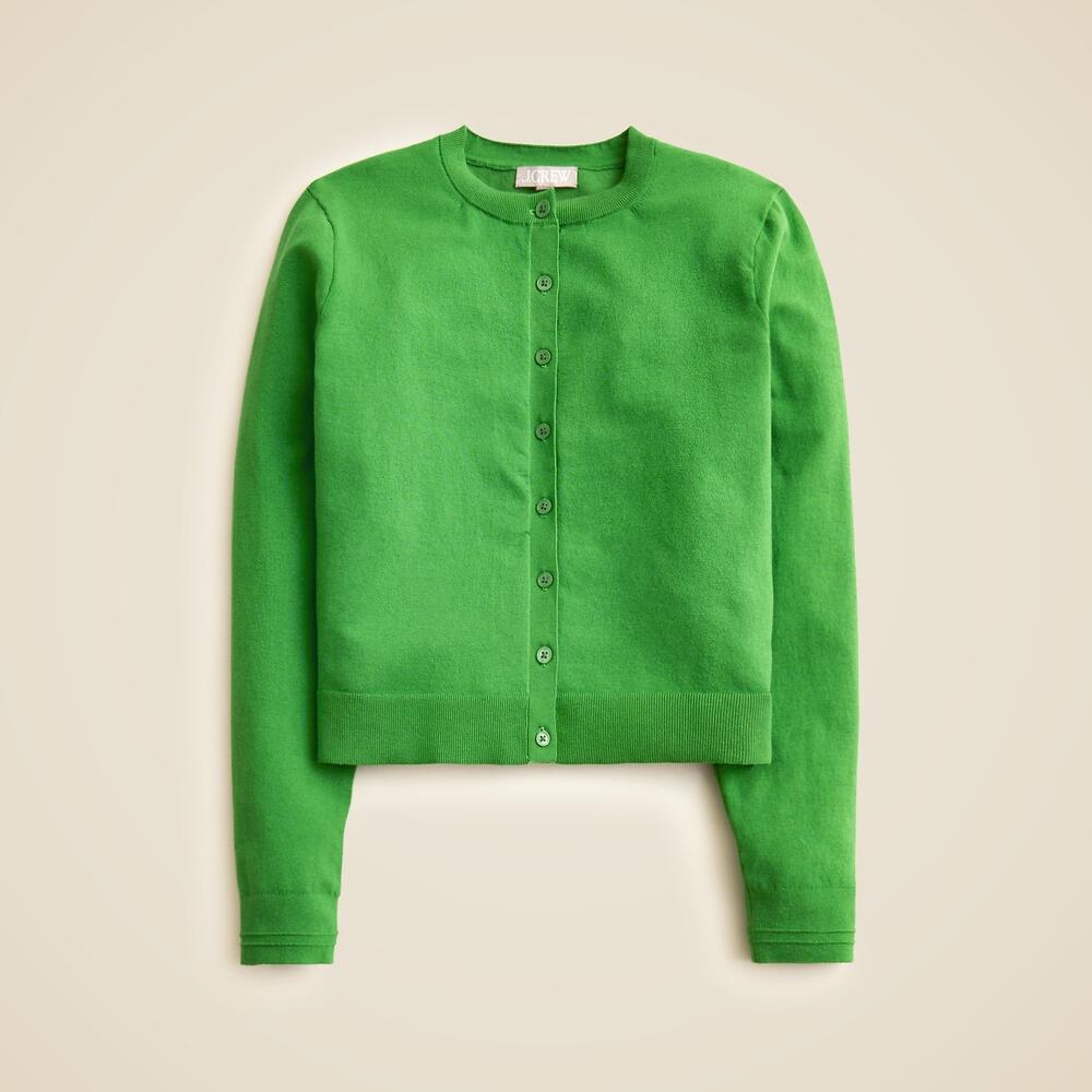 J. Crew Women's Jackie Cardigan in Premium Ultra-Fine Cotton Blend Grass S NWT - Picture 3 of 11